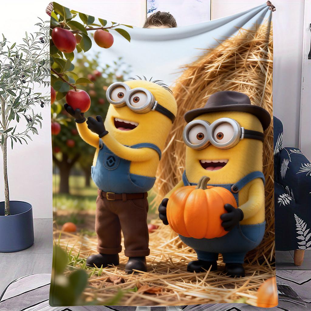 Portable Minions Blanket Ultra Soft Warm Lightweight Flannel Throw Blanket For Sofa Bedroom Living Room Travel Car Office Gift