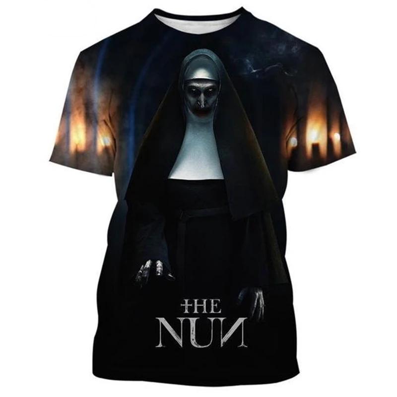 Magliette Grafiche Film Horror The Nun Stampa 3D Uomo/Donna Manica Corta Girocollo T-shirt Oversize Streetwear Harajuku Magliette Y2k Top