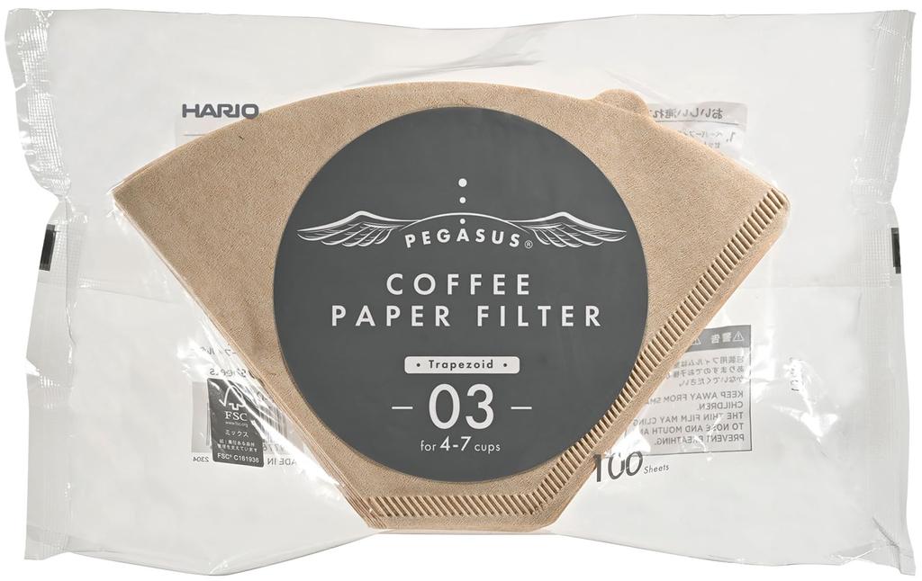 Hario Pegasus Coffee Paper Filters, 03 M, 100 Filters, Made In Japan, 4-7 Cups, Brown, PEF-03-100M X 5 Packs [Used]