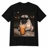 Pug Drinking Iced Coffee Funny Dog Meme T-Shirt Dog Lover Tee