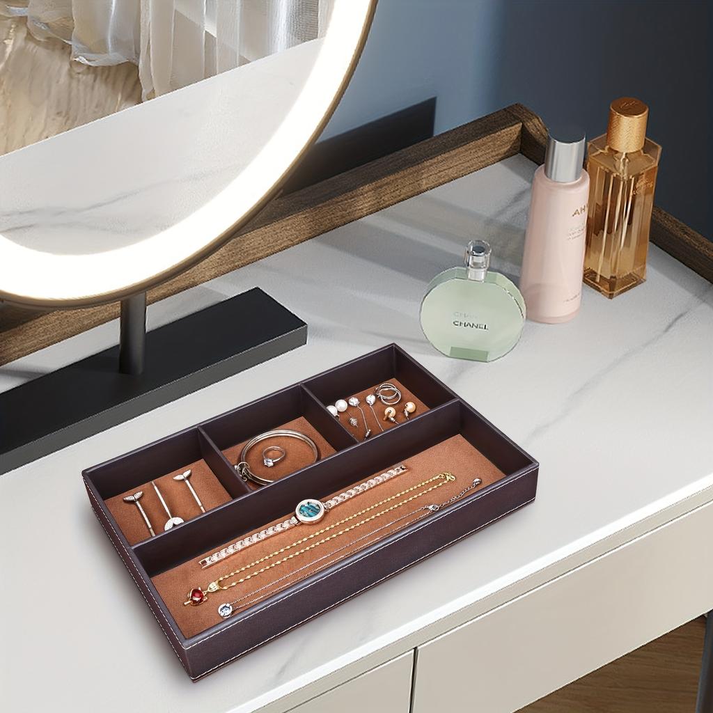 4-grid Stationery Tray Desktop Storage Box Utensil Silverware Storage, Desk Organizer, Aesthetic Room Decor