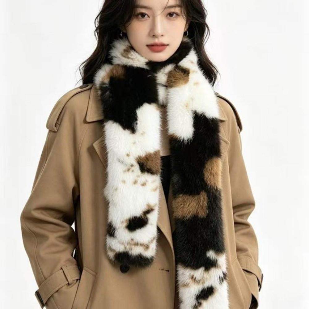 Skin Friendly Thick Warm Neck Warmer Windproof Long Fluffy Muffler Holiday Gifting