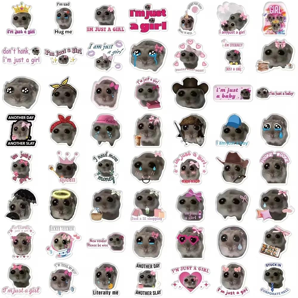 56pcs Sad Hamster Meme Room Decor Wall Art Stickers DIY Kids Notebook Luggage Motorcycle Laptop Refrigerator Decals Graffiti