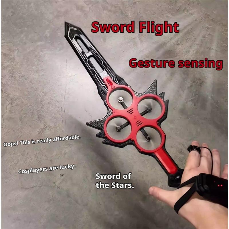 70cm Fernbedienung Fliegendes Schwert Drohne, RC Segelflugzeug für Erwachsene, 3-stufige Stunt-Handfernbedienung, Sturzfestes Material, 360° Stunt-Flip