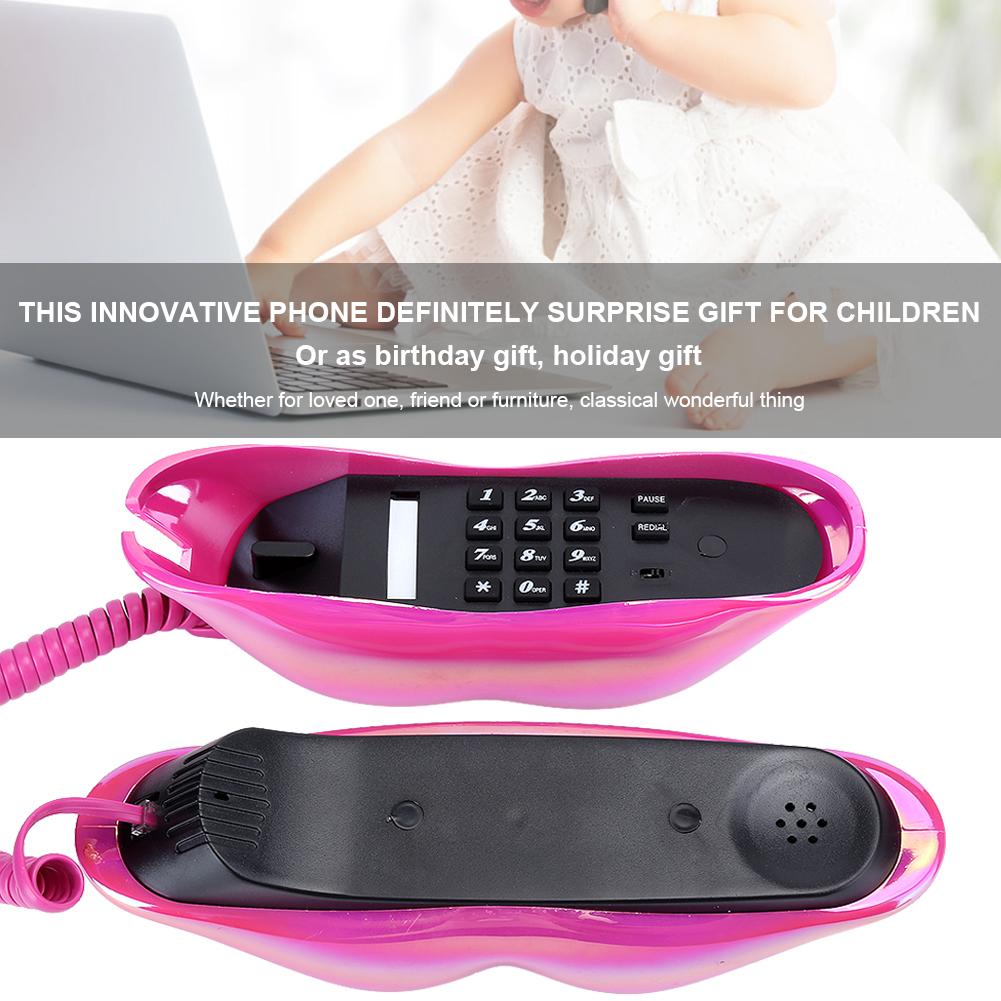 Lips Shape Telephone Red Phone Multi-Functional Wired Landline Desktop Corded Fixed Phone For Home Hotel Office Decoration