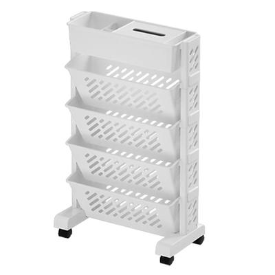 Libreria Mobile Grande Capacità Girevole Rimovibile Plastica Pratica Scaffale Organizzativo con Ruote 5