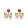 Fashion Tea Earrings Women'S Polka Dot Bow Retro Temperament Earrings Stud Earrings
