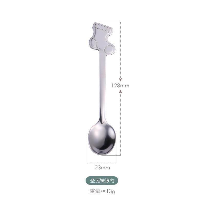 Christmas Spoon Gift Box Tableware Set Coffee Stirring Spoon Dessert Spoon Creative Cartoon Stainless Steel Christmas Spoon