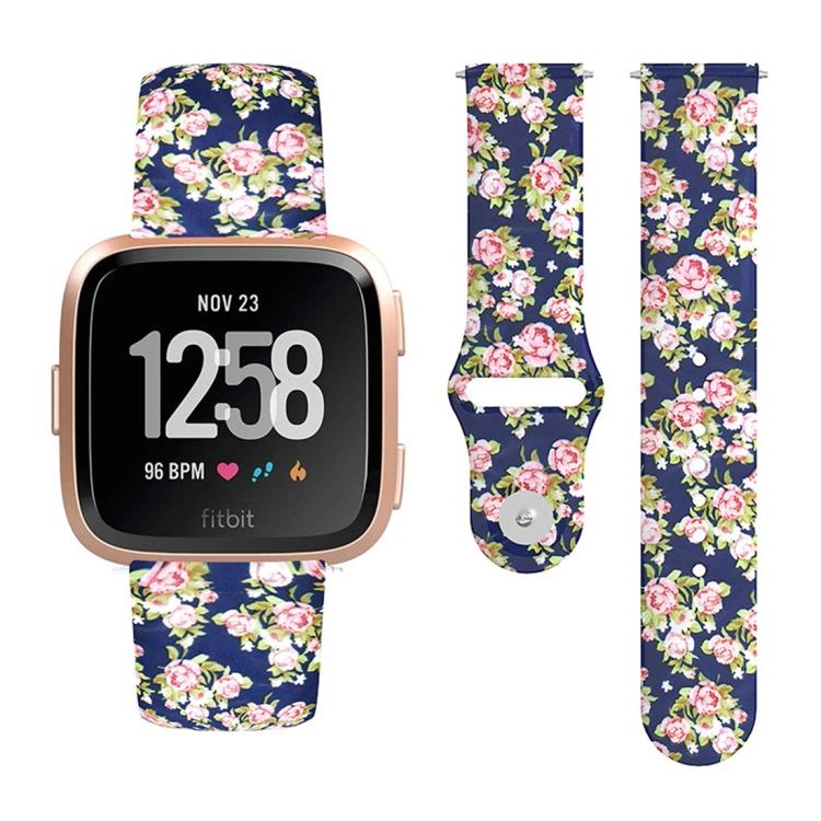 

For Fitbit Versa 2 / Lite 22mm Reverse Buckle Printed Silicone Watch Band(Pink Rose) For Fitbit Versa 2 / Lite розовый