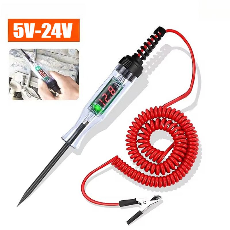 6V/12V/24V Kfz-Schaltungsteststift LED Digitale Spannungsanzeige Lange Sonde Schaltungsdetektor Fahrzeugschaltung prüfen Teleskopierbar
