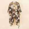 Beach Swimwear Cover Up Chiffon One Size Black Tassel Floral Print Swim Cover Up for Water Park Vacation