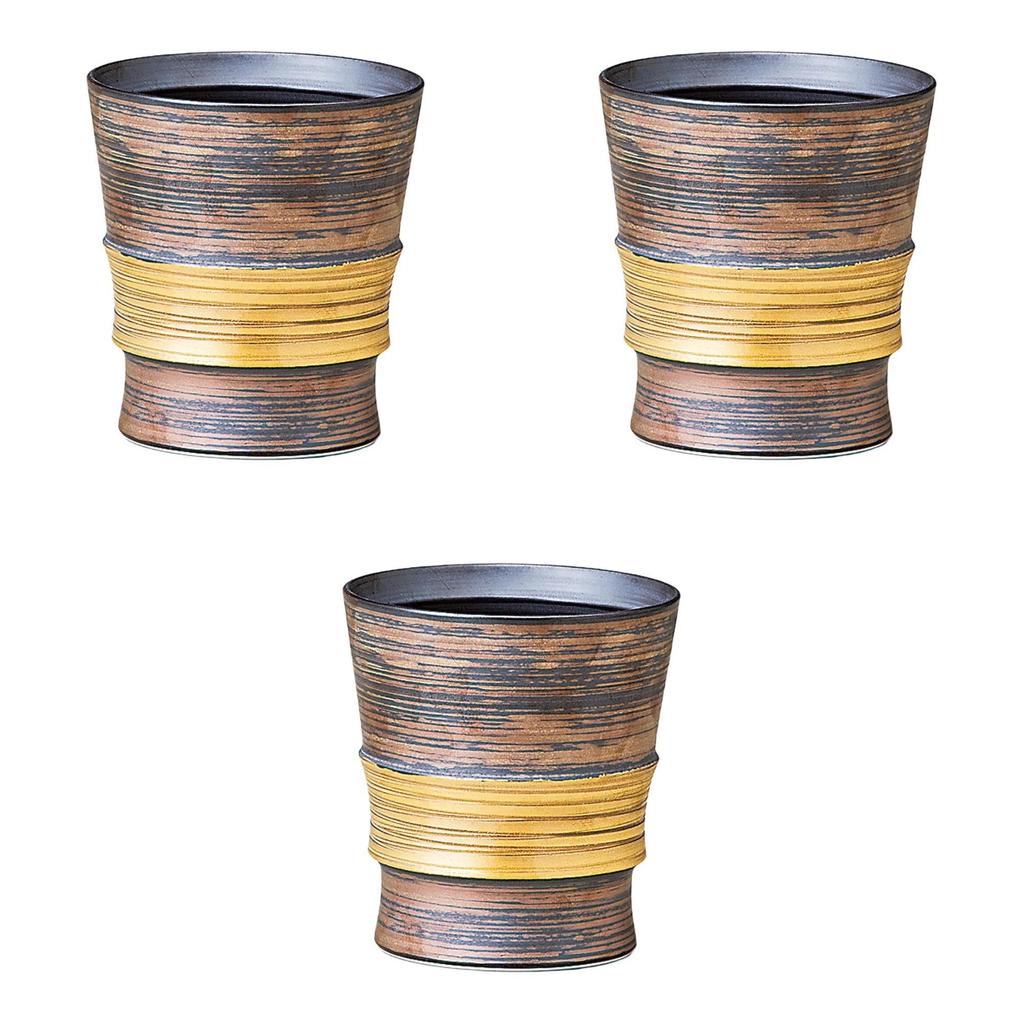 Sada 3 Wabi šálků x cm Skalní šálky Arita Ware Setomonohonpo Zlatě malované [8.5 9.5 (280 cm3)]