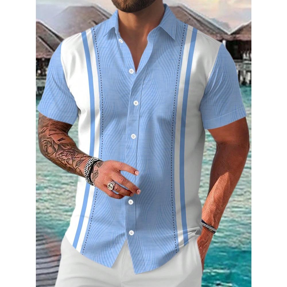 The new men's short-sleeved shirt for summer  is breathable lightweight casual and fashionable with 3D printing