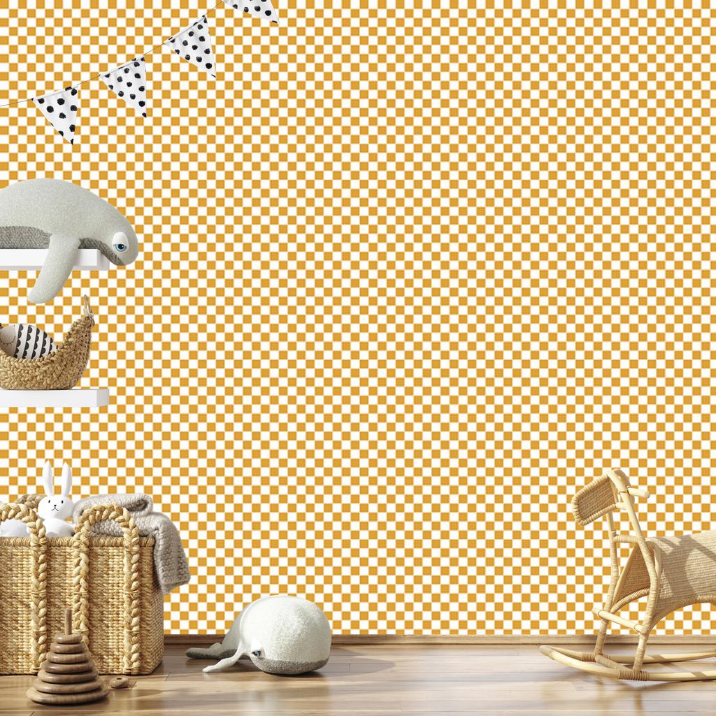 Cream and gold checkerboard wallpaper for living room and bedroom 50x1000