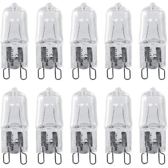 AUNMAS 10Pcs G9 Base Halogen Light Bulb LED Light Bulb 120V 40W 2900K Lighting Replacement Home Chandelier Under Cabinet Warm White Bright