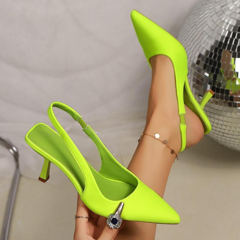 Fashion Baotou Back Empty Sandals Women's New Pointed Toe Versatile Stiletto One-word Belt Temperament Non-slip High Heels