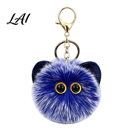 Lightweight Bag Pendant Plush Cat Ball Keychain Fluffy Kitten Pompom Charm Keychain with Charm Metal Lobster Clasp Backpacks Keys Decorative