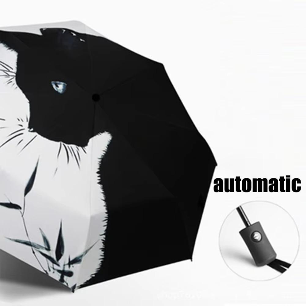 Rain or Shine Folding Travel Umbrella Cartoon Cat Sun Protection Umbrella  Girls