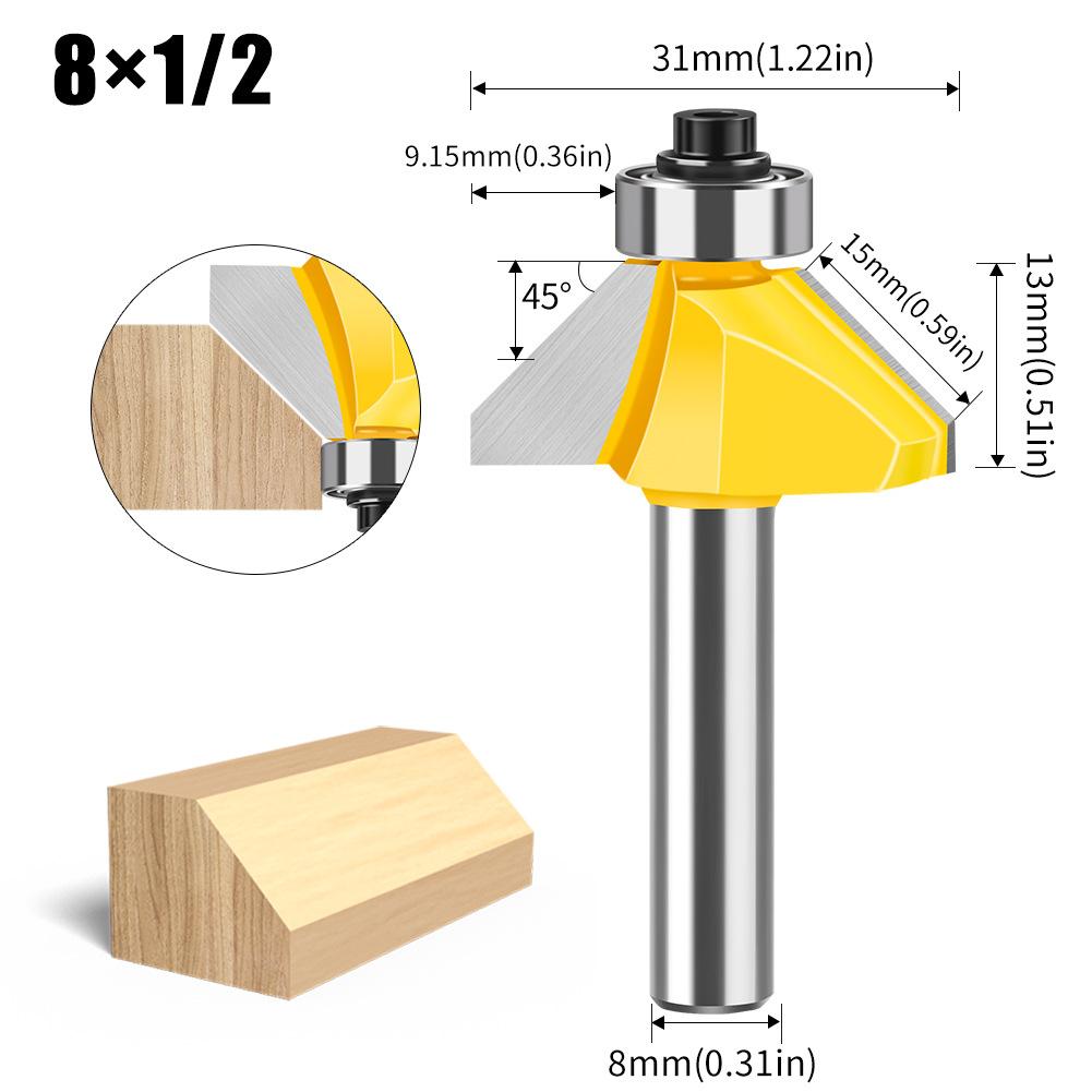 8 Handle 45 Degree Oblique Angle Knife Woodworking Milling Cutter Trimming Machine Engraving Machine Cutter Head 45 Degree Chamfering Knife Chamfering