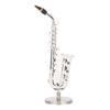 Miniature Saxophone with Stand and Case Mini Musical Instrument Miniature Dollhouse Model for Home Decoration Gift