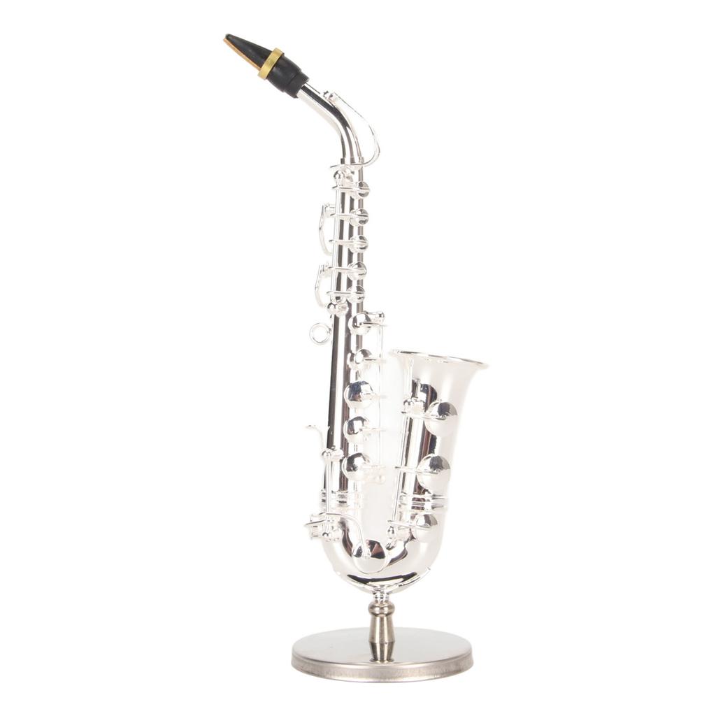 Miniature Saxophone with Stand and Case Mini Musical Instrument Miniature Dollhouse Model for Home Decoration Gift