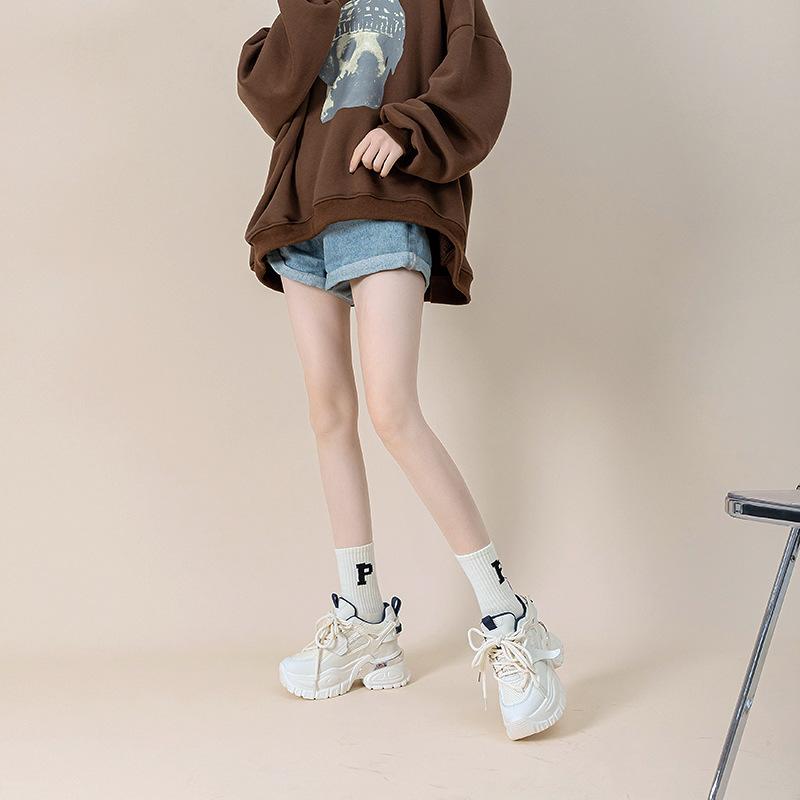 Fashion 10CM Air Mesh Genuine Leather Platform Wedge Sneakers Hidden Heels Chunky Sneakers Fashion Female Summer Women's Vulcanize Shoes