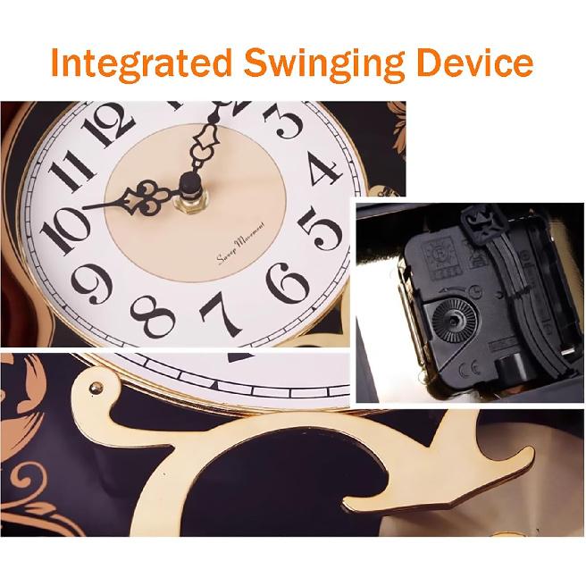 Каминные часы на батарейках, Деревянные каминные часы с бесшумным механизмом, Винтажные настольные часы над каминной полкой для гостиной, офисного стола