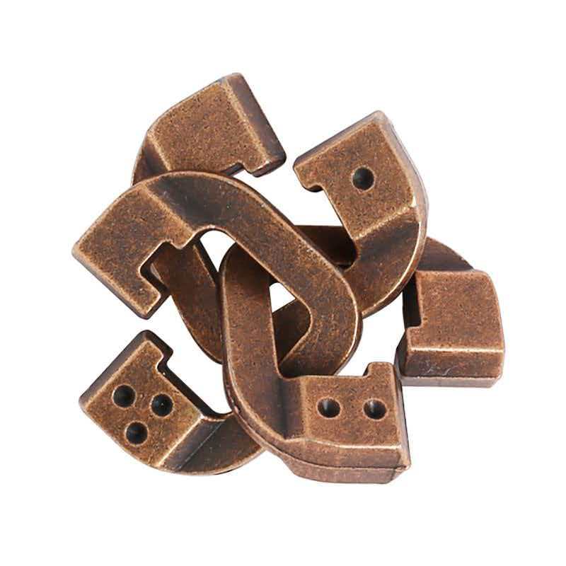Novelty Magic Baffling XiongDiSuo Cast Metal Brain Teaser Puzzles IQ Logic Test Disentanglement Games Toys For Adults & Kids