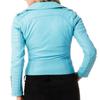 Noora Womens Sky Blue Genuine Lambskin Leather Biker Jacket | Ladies Slim Fit Motorcycle Jacket , Handmade Quilted Winter Leather Jacket