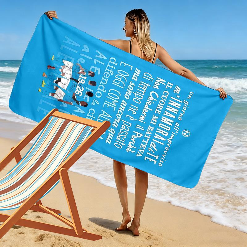 Asciugamano da Spiaggia Stampa Napoli Calcio, Asciugamano Grande Morbido Asciugatura Rapida per Spiaggia Campeggio Nuoto