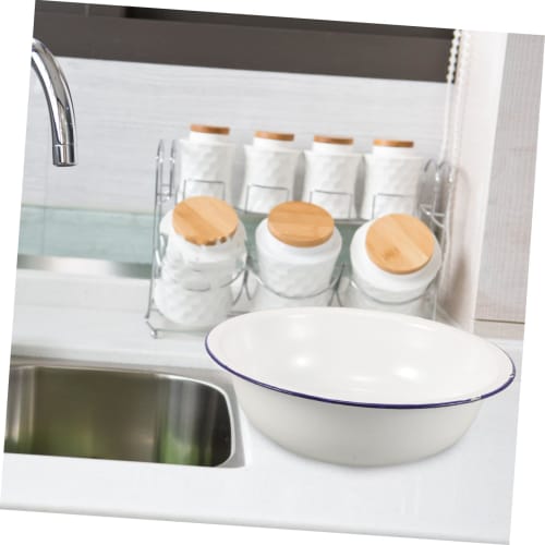 ASAKKURA Enamel Foot Wash Basin, Footbath Tub, Home Footbath, Metal Basin, Durable Retro Design, Foot Washing Bucket, Easy to Clean, Old-Fashioned Foo