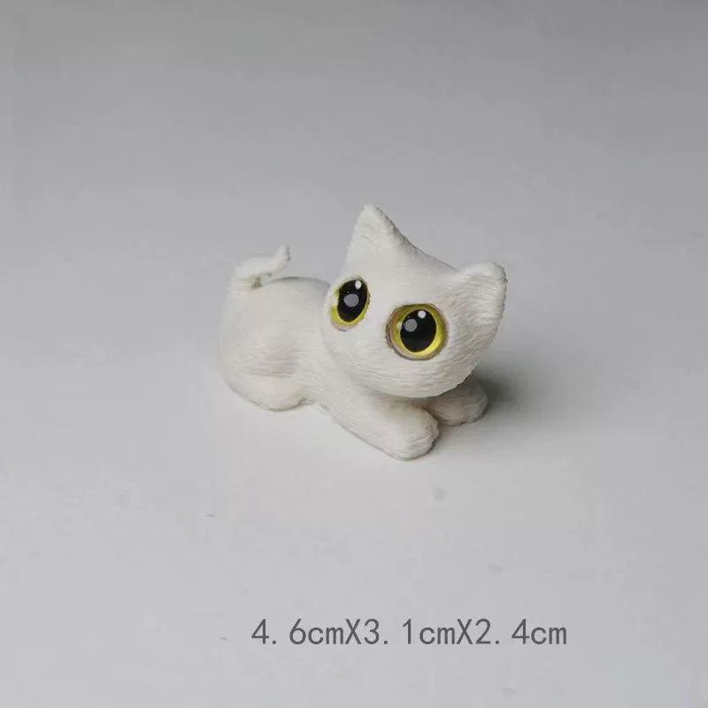 3D Printed Big-Eyed Cat Ornaments Mini Statues Miniature Cute Kitten Micro Landscape Crafts Small Ornaments Desktop Decoration