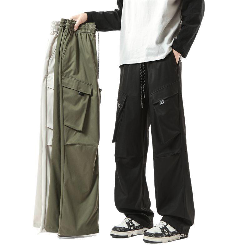 Spring and Autumn New Casual Pants Overalls Men's Versatile Wide-leg Loose and Loose Multi-pocket Trousers