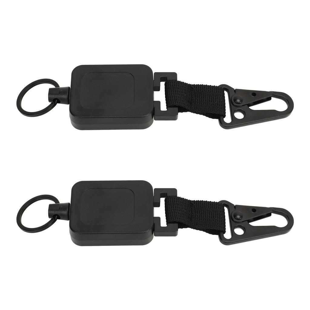 2 PCS Easy Pull Buckle Keychain Olecranon Buckle Stretchable Quick Release Buckle Key Ring for Bag Pants Black