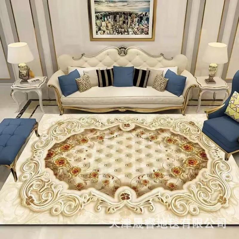 Modern Marble Print Area Rug Living Room Sofa Coffee Table Decorative Floor Mat Crystal Velvet Non-Slip Durable Washable