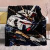 Gundam Anime Flannel Blanket - Soft Warm Perfect for Sofa, Bedding Camping Travel Office Home Decor -QJY