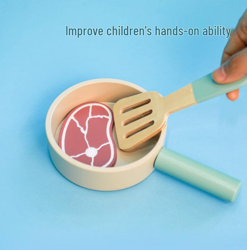 Kids' Wooden Cooking Play Set with Rice and Veggie Cutting