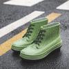 Men's Rainboots Spring Winter Rubber Shoes Men Platform Rain Boots Boy Waterproof Black Mens Ankle Boots Lace-Up Shoes