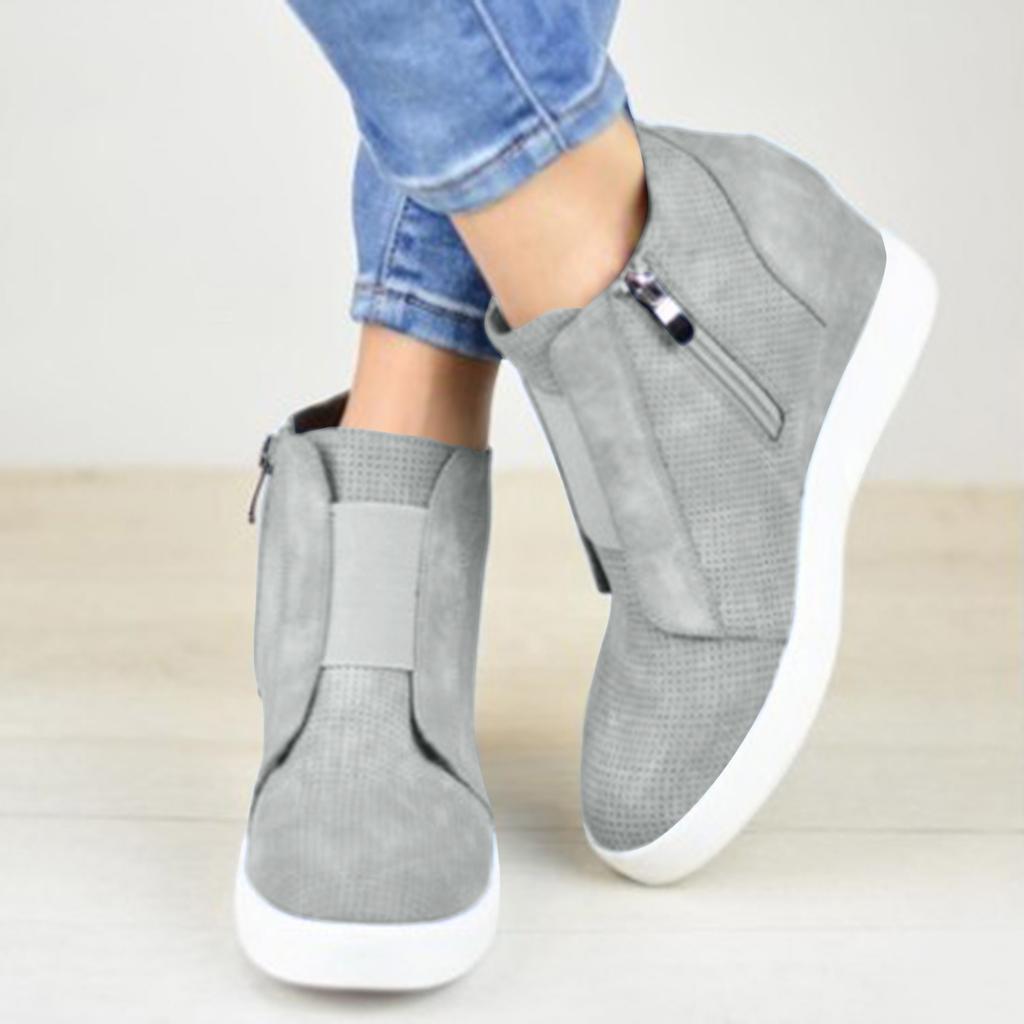 Bottes Chaudes À Vendre Pour Femmes Semelle Compensée Cachée Bottines Talons Hauts Baskets Fermeture Éclair Latérale Chaussures Courtes Pour Femmes Botas Mujer