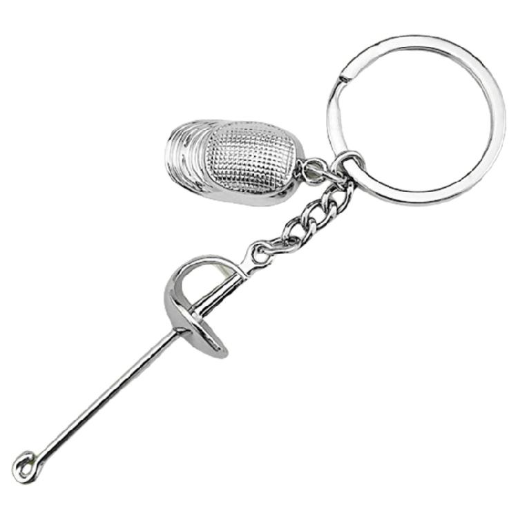 Pocket Sized Collectible Metal Keyring Pendant Handmade Zinc Alloy Keychain Bag Ornament for Fencing Sport Admirers