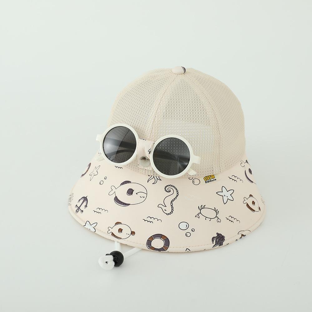 

Boys Summer Sun Hat Mesh Breathable Wide Brim Fisherman Hat With Sunglasses For Baby Boy Cap Uv Protection 50-52cm 1-4 Years 50-52cm