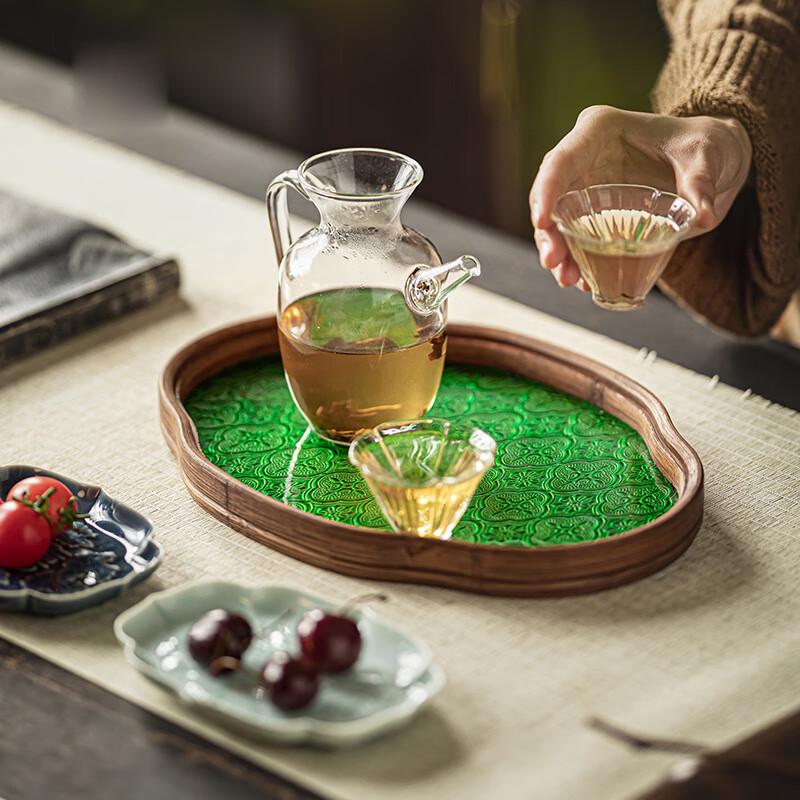 Винтажный стеклянный поднос для сервировки с цветочным узором