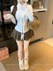 Sweet Style 3D Flower High Neck Long Sleeve Women's Slimming Top - Autumn/Winter