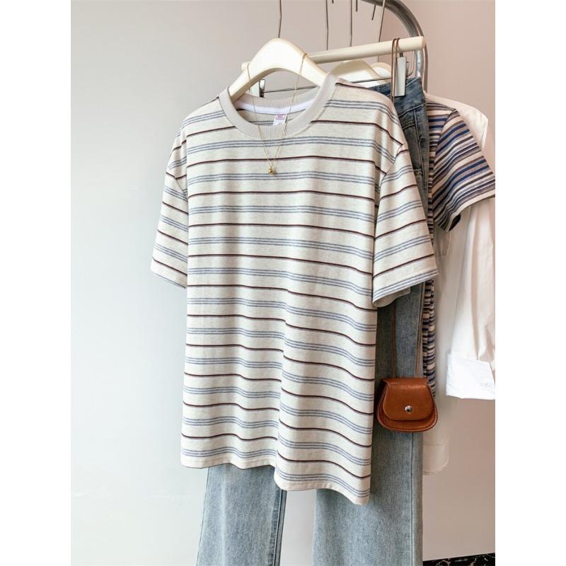 Japanese Wear Striped Short-sleeved T-shirt Women's Summer Thin Design Sense Niche Small Top