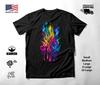 Colorful Flame Neon Graphic T-Shirt Black Unisex S-2XL