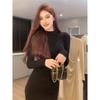 Fashion and Foreign Spice Girl Semi-turtleneck Long-sleeved Dress Women's Spring New Slim and Thin Inner Hip-wrapped Long Skirt