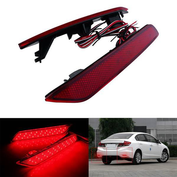 1 Set of Red ABS LED Rear Bumper Brake Light Kit for Honda Lingpai 9th Gen Si