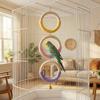 With Bell Bird Swing Toy Wood Hanging Parrot Ring Toy Bird Cage Perch  Climbing Play