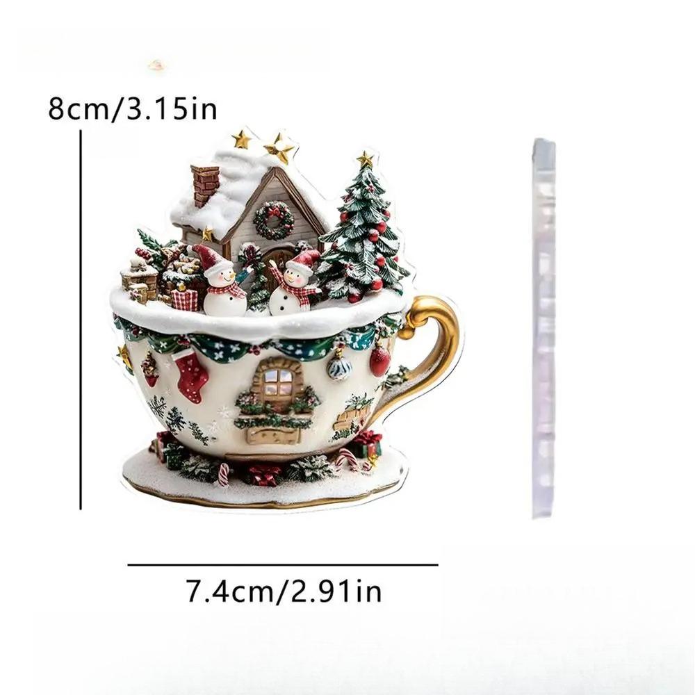 Christmas Coffee Cup Ornaments Coffee Mug Decorative Tree Hanging 2025 Xmas Navidad 2026 New Year Easter Bunny Party Supplies