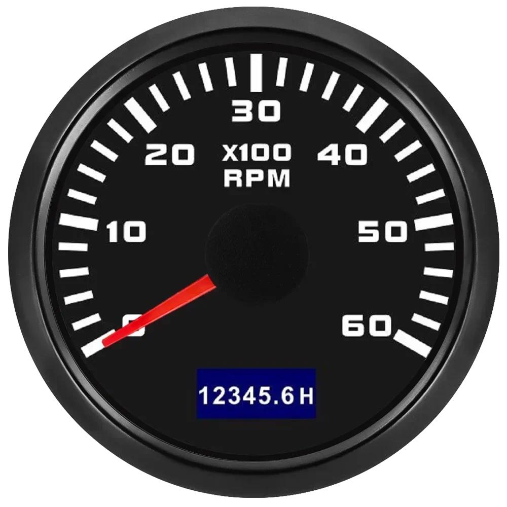 2" 52mm Tachometer 7 Color Backlight Tach Car Gauge Waterproof Digital LCD Hour Meter for Universal 12V24V Car Marine Boat Yacht